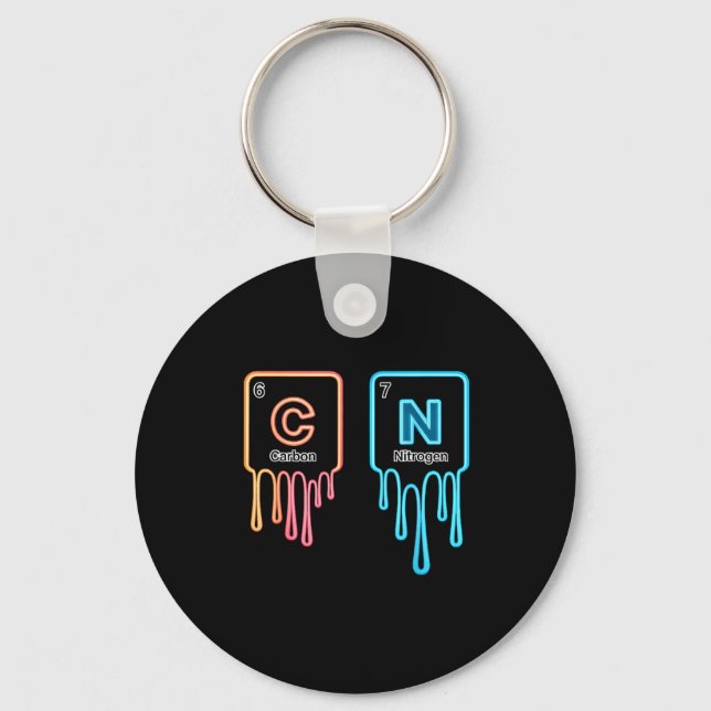 Carbon Nitrogen Science Design Fun Chemistry Lover Key Ring (Front)