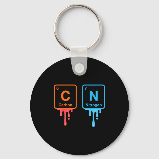 Carbon Nitrogen Science Design Fun Chemistry Lover Key Ring (Front)