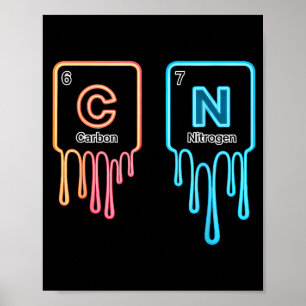 Carbon Nitrogen Science Design Fun Chemistry Lover Poster