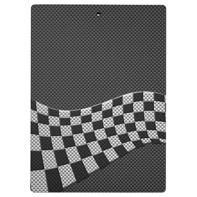 Carbon Style Racing Flag Wave Decor Clipboard (Back)