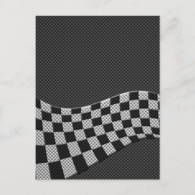 Carbon Style Racing Flag Wave Decor Postcard (Front)