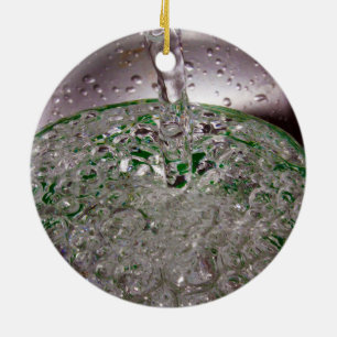 Carbonated Liquid Poured into a Cup Ceramic Tree Decoration