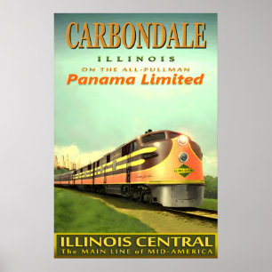 CARBONDALE Illinois Central Railroad PANAMA Poster
