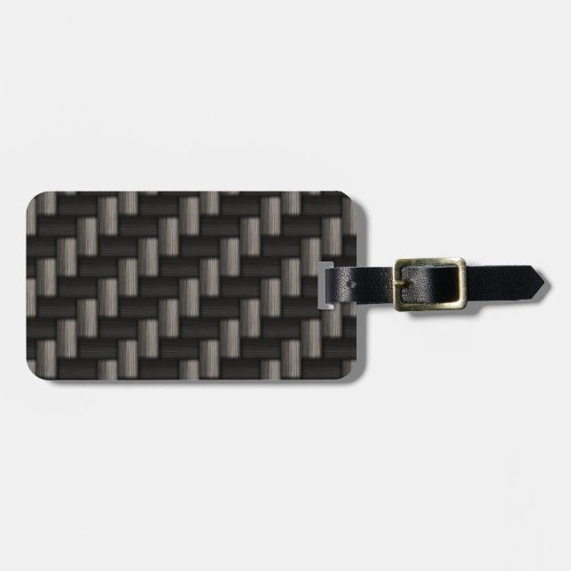 Carbonfiber Pattern Chequered Luggage Tag (Front Horizontal)