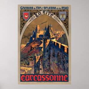 Carcassonne France Orleans and Midi Railway Poster