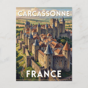 Carcassonne Mediaeval City France Historic travel Postcard
