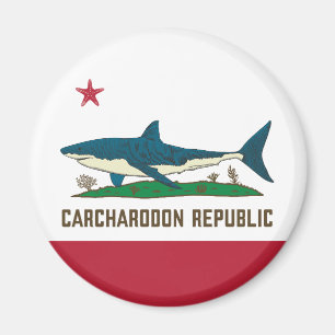 Carcharodon Republic California Flag White Shark Magnet