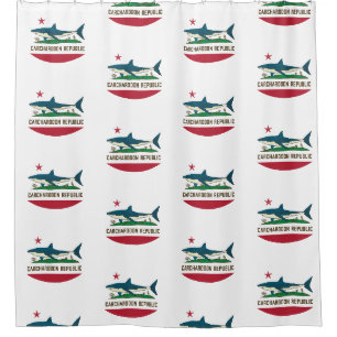 Carcharodon Republic California Flag White Shark Shower Curtain