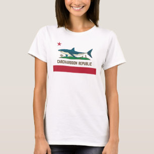 Carcharodon Republic California Flag White Shark T-Shirt