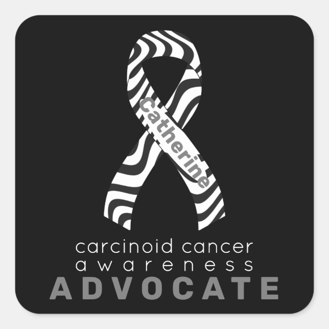 Carcinoid Cancer Advocate Black Square Sticker (Front)