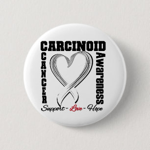 Carcinoid Cancer Awareness Heart Ribbon 6 Cm Round Badge