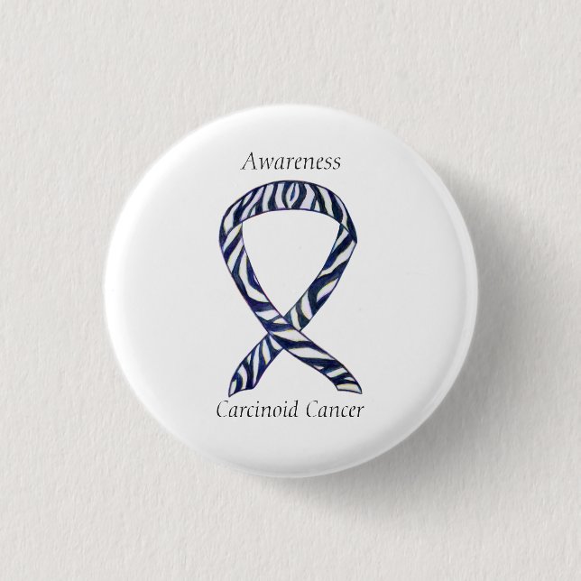 Carcinoid Cancer Awareness Ribbon Custom Pin (Front)