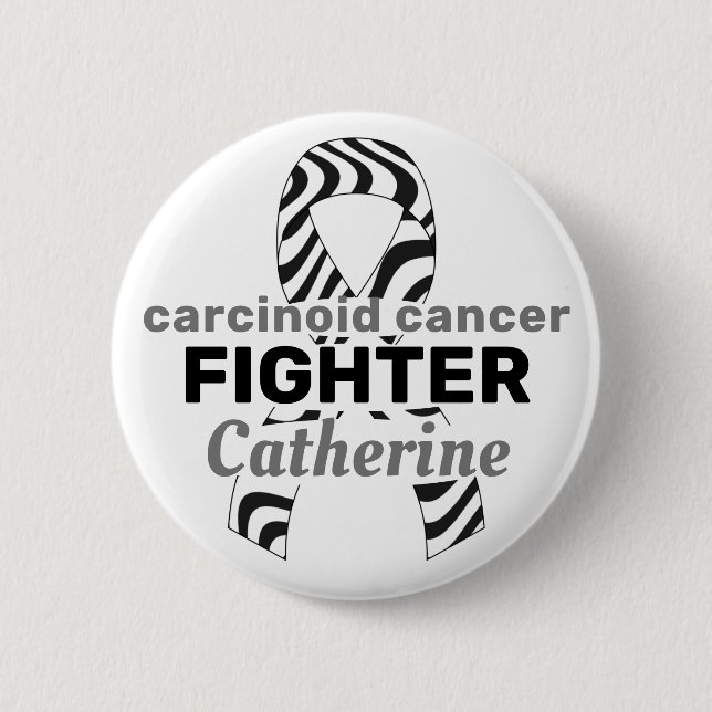 Carcinoid Cancer Ribbon White Button (Front)