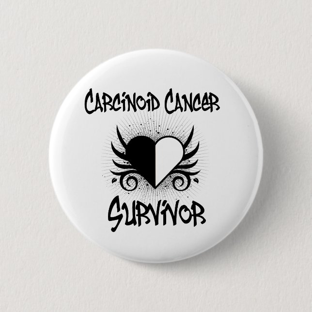 Carcinoid Cancer SURVIVOR Heart Tattoo 6 Cm Round Badge (Front)