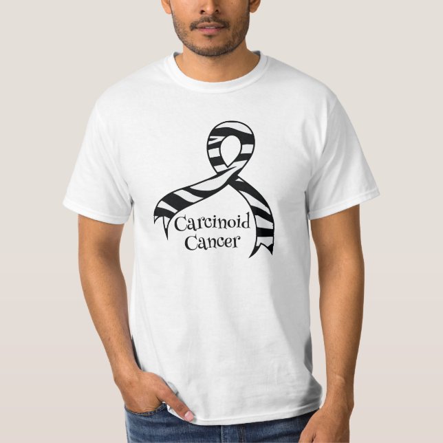Carcinoid Cancer Zebra Awareness Ribbon T-shirt (Front)