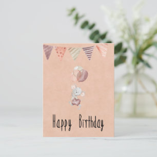 Card (10.8cm x 14.2cm) - Little Mouse With Balloon