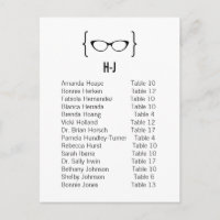 Card 6 Geeky Glasses Seating Chart Postcard v2