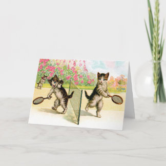 Card: Badminton Kittens Vintage Art Card