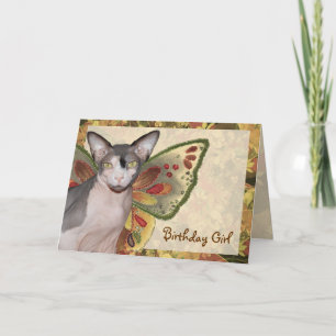 Card   Birthday Girl Cat Fairy