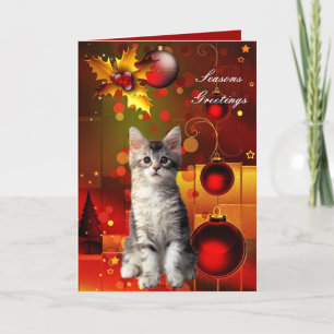 Card Christmas Cat Kitten
