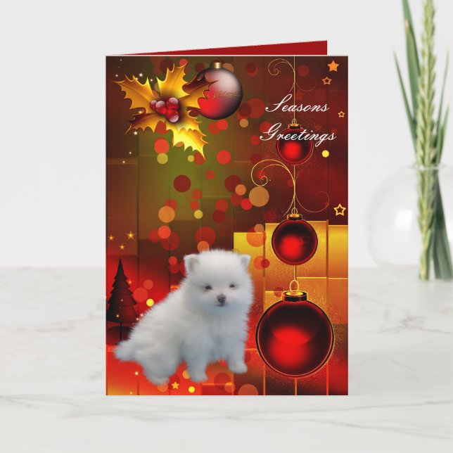 Card Christmas Dog Puppy Pomeranian (Front)