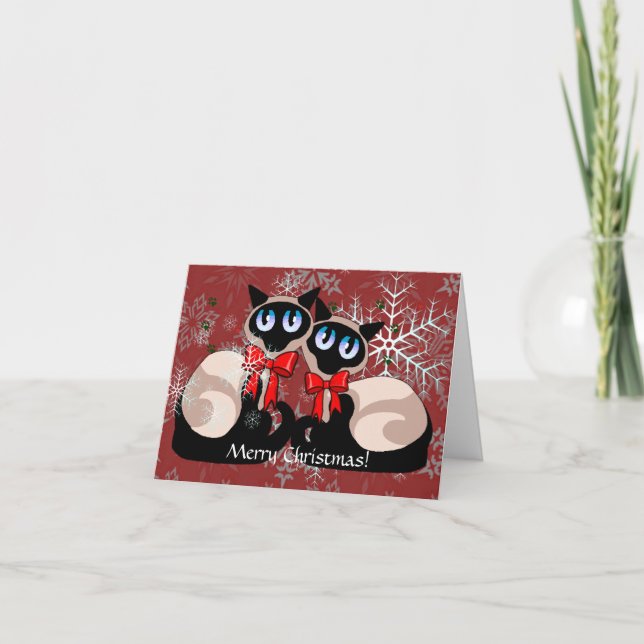 Card - Christmas Siamese Cats (Front)