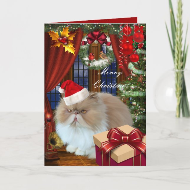Card Christmas Xmas Cat Hat (Front)