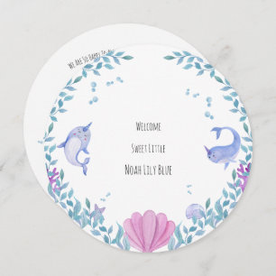 Card (Circle) - Birth Announcement Ocean