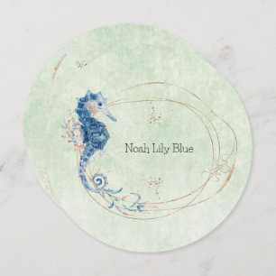Card (Circle) - Birth Announcement Ocean