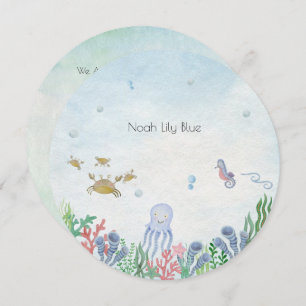 Card (Circle) - Birth Announcement Ocean