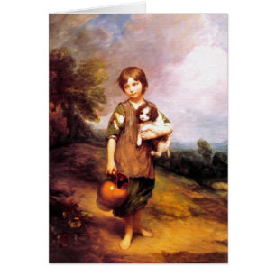 Card: Cottage Girl with Dog and Pitcher