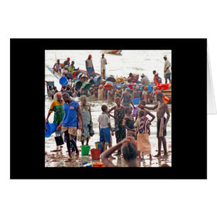 Card, "Crowd Buying Fish from Fishermen"