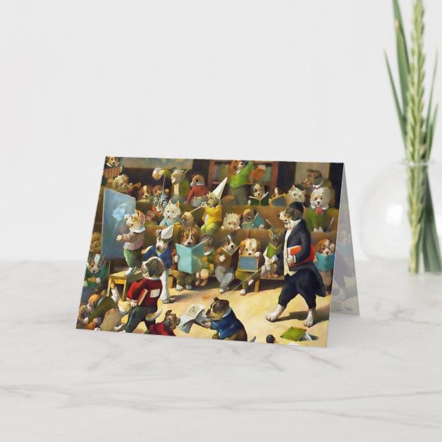 Card: Dog School by Louis Wain Card (Front)