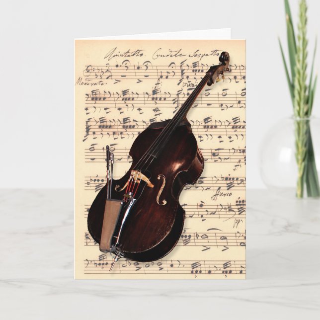 Card - Double Bass with hand written sheet music (Front)
