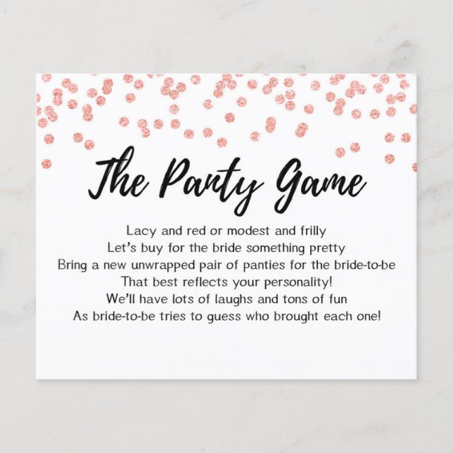 CARD Drop your panties game, Bridal Shower (Front)
