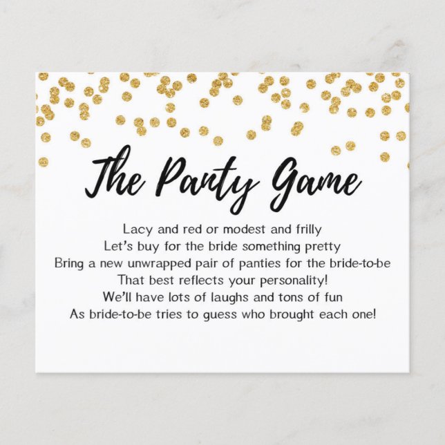 CARD Drop your panties game, Bridal Shower (Front)