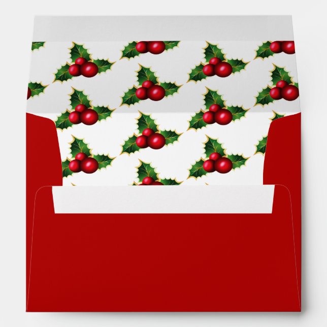 Card Envelope-Christmas Holly Envelopes (Back (Bottom))