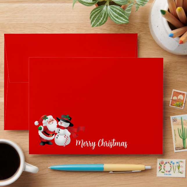 Card Envelope Santa & Snowman (Desk)