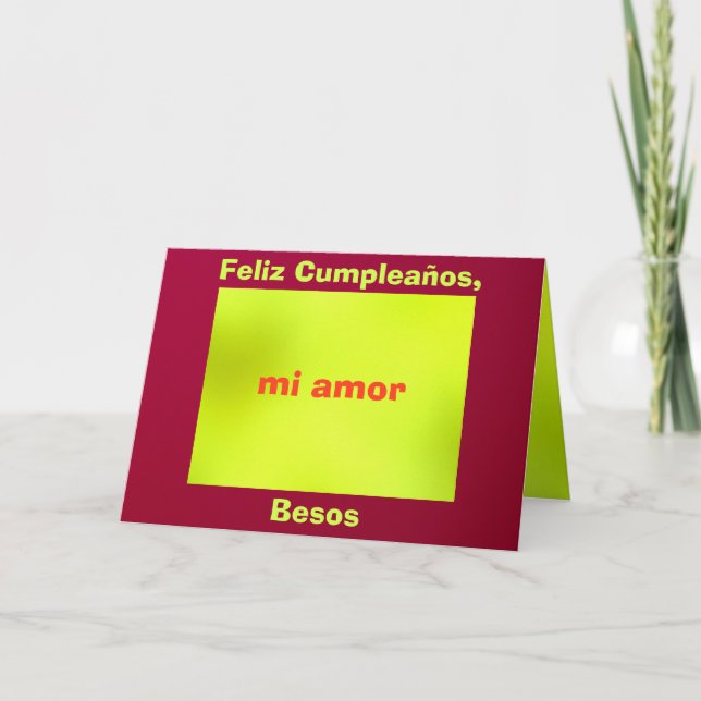 Card - Feliz Cumpleaños, mi amor - Roja y amarilla (Front)