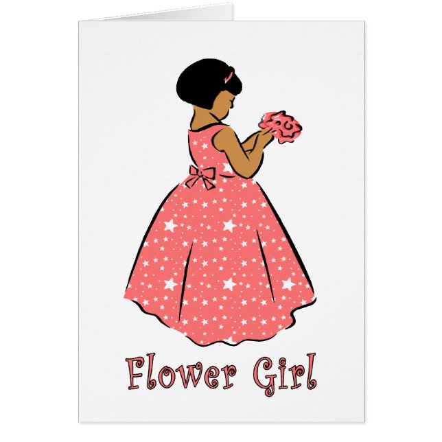 Card:  Flower Girl in Coral (Front)