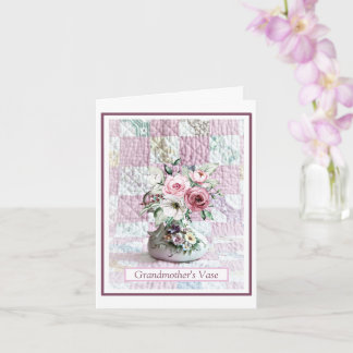 Card; Folded Thinking of You Grandmother's Vase Card