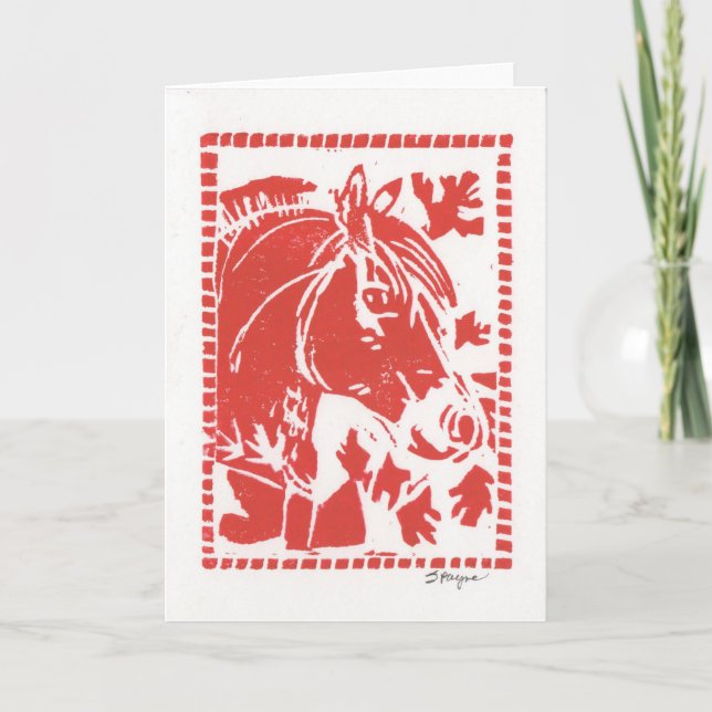 Card For Fjord Horse Lovers - Red (Front)