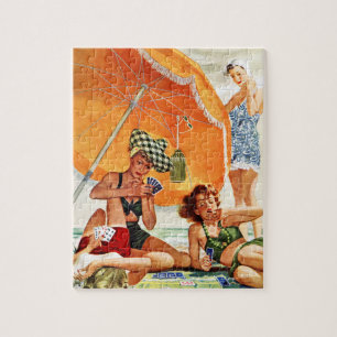 Card Game at the Beach by Alex Ross Jigsaw Puzzle
