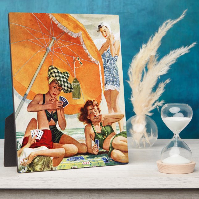 Card Game at the Beach by Alex Ross Plaque (Side)