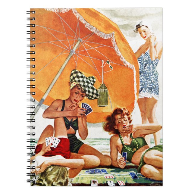 Card Game at the Beach by Alex Ross Spiral Notebook (Front)