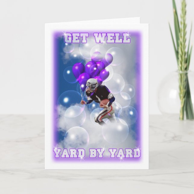 Card	Get well football player deliver balloons Card (Front)