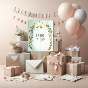 Card & Gifts Green White Rose Baby Sprinkle Shower Poster