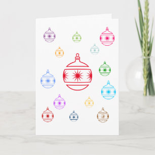 Card - Greeting - Holiday Tree Ornaments on White