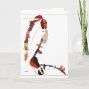 Card, Greeting - Red Coral and Black Glass Card