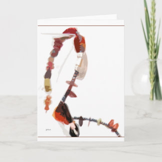 Card, Greeting - Red Coral and Black Glass Card
